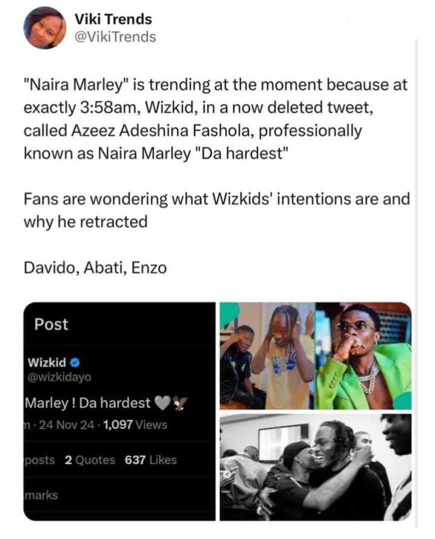 Naira Marley Trends After Wizkid's Now-Deleted Tweet