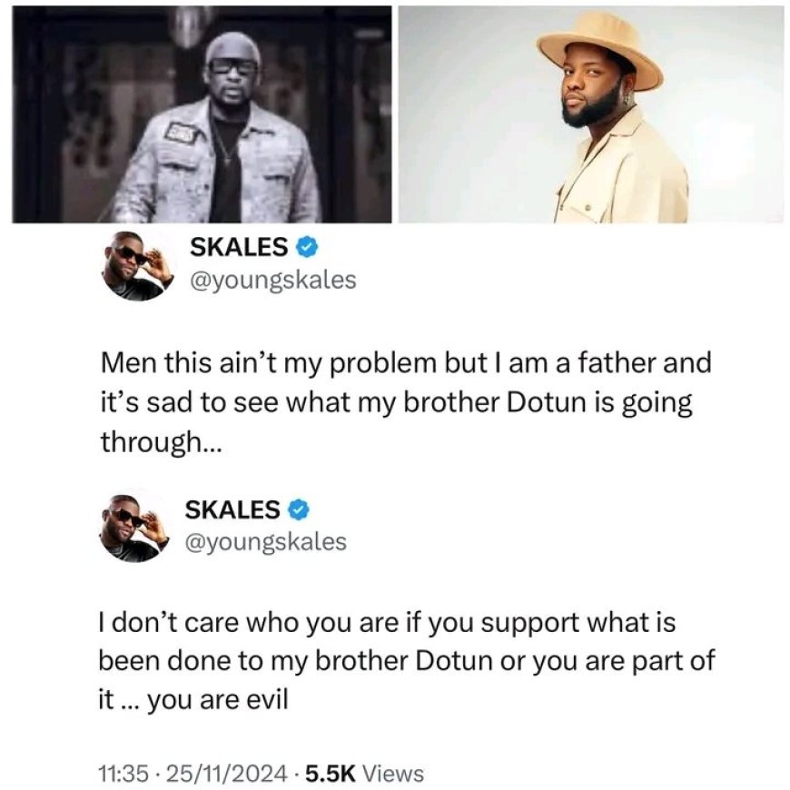 Singer Skales Speaks Out on Dotun's Custody Battle: "You Are Evil If You Support This"