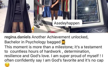 Nigerian actress Regina Daniels has achieved a significant milestone by earning a bachelor's degree in Psychology from a university in Mexico