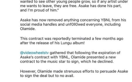 Olamide Allows Asake to Part Ways with YBNL Music