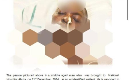 National Hospital Abuja Seeks Public's Help to Identify Unconscious Accident Victim