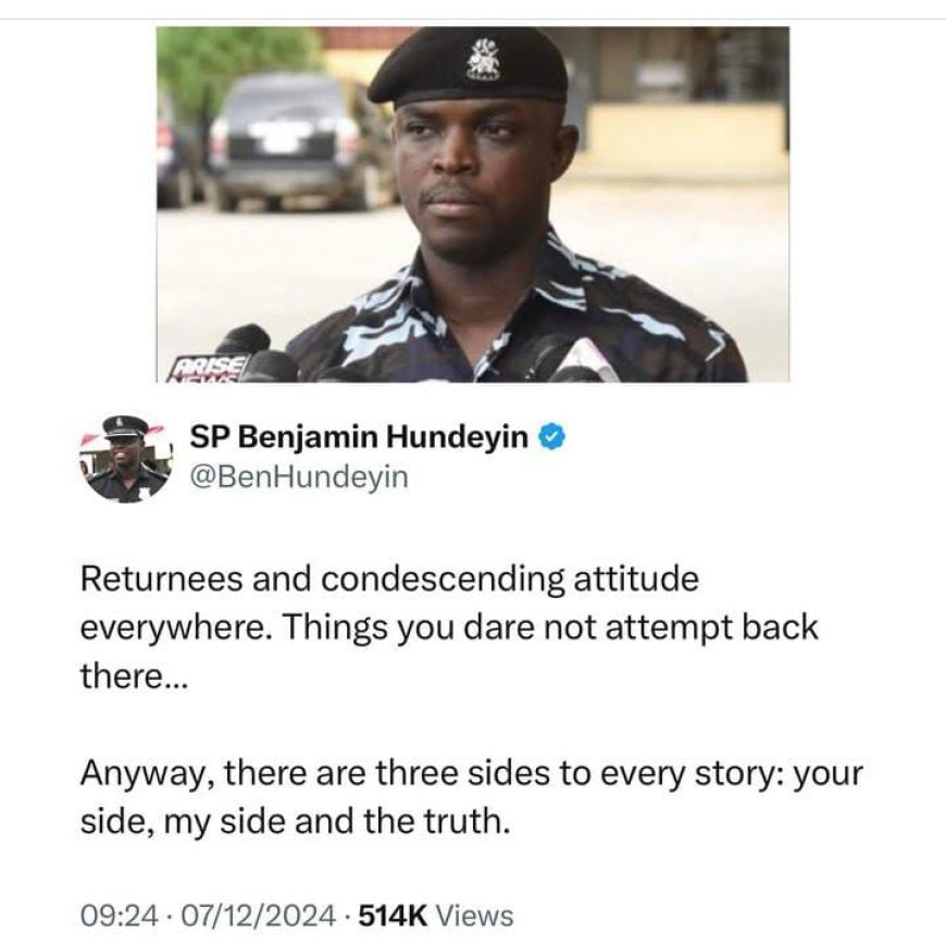 In a recent statement, Lagos Police Public Relations Officer (PRO) Benjamin Hundeyin has offered important advice to Nigerians returning home for the festive season.