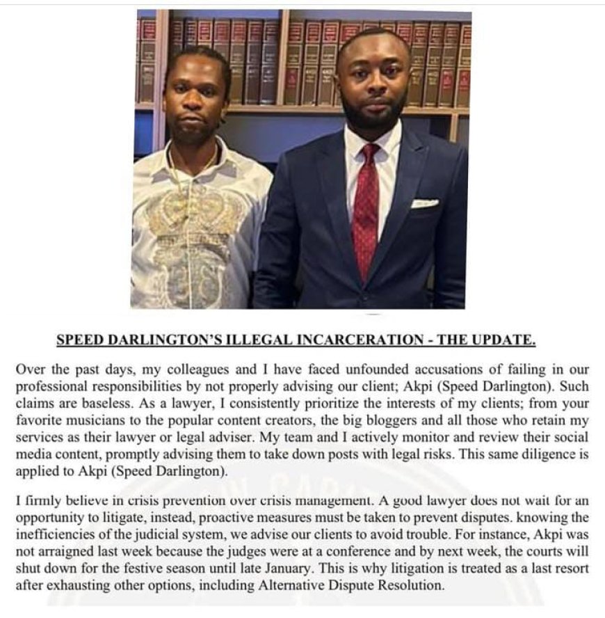 Update on Speed Darlington's Case: Lawyer Stan Alieke Provides Details