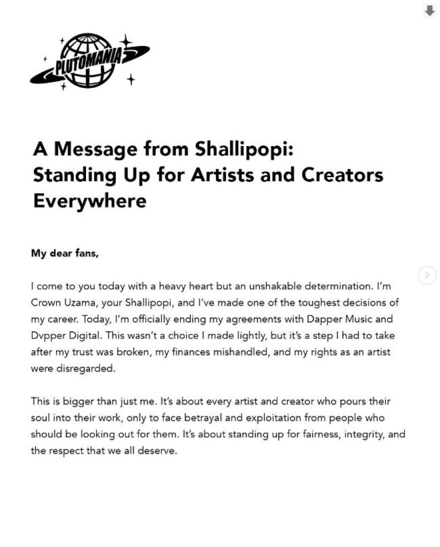 Shallipopi Parts Ways with Dapper Music, Citing Breach of Trust