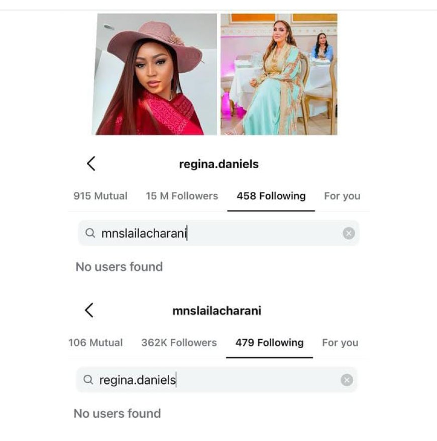 billionaire wives Regina Daniels and Laila Ned Nwoko have unfollowed each other on Instagram