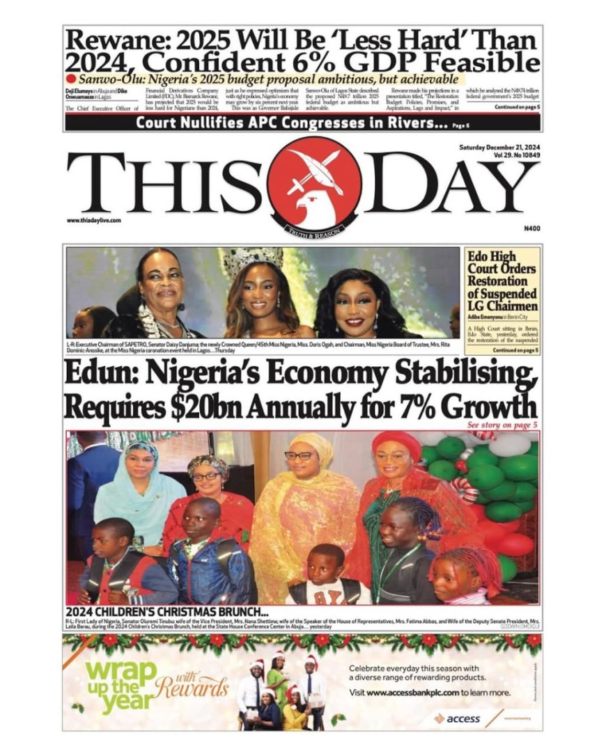 Asedeyhappen -   headlines For Saturday, December 21st, 2024 Newspapers