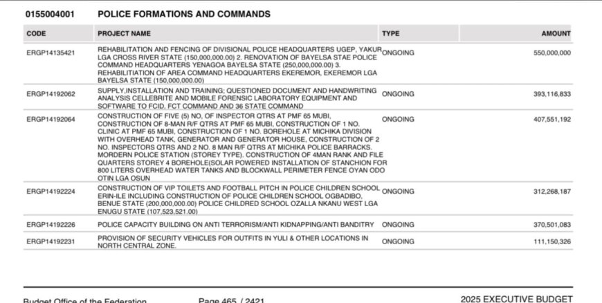 The Ministry of Police Affairs has submitted a budget proposal for 2025 totaling ₦1,277,738,069,831 trillion.