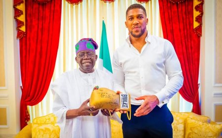 In a significant display of sportsmanship and national pride, renowned boxer Anthony Joshua paid a visit to President Bola Ahmed Tinubu at the Presidential Villa in Lagos State.