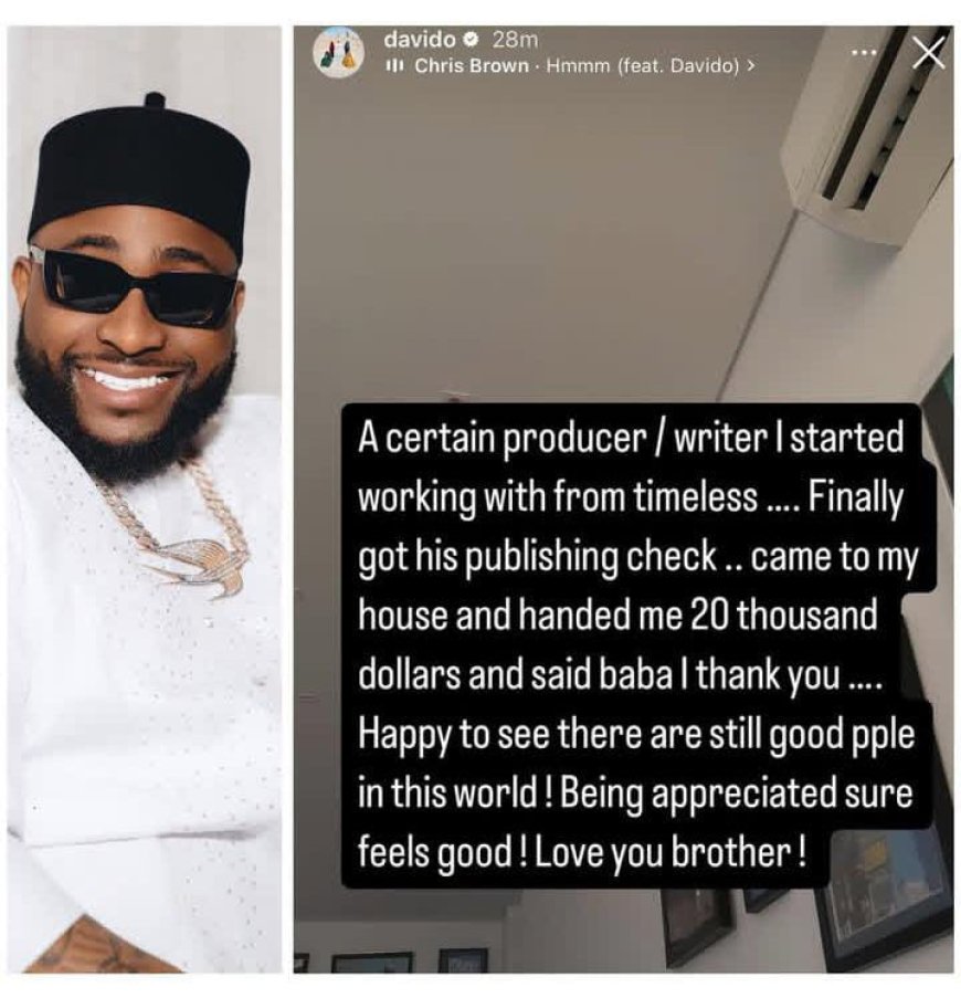 Davido Receives $20k Gift from Producer