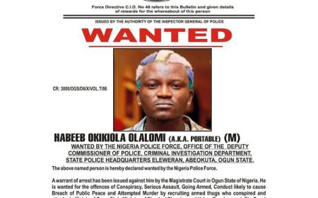 Police Declare Singer Portable Wanted for Alleged Assault on Ogun Government Officials