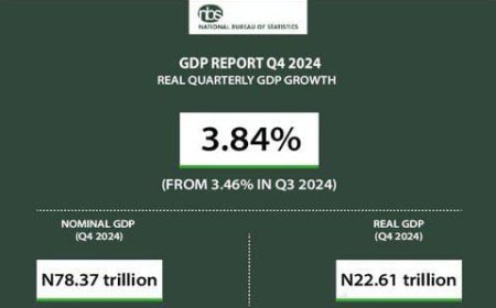 Nigeria’s GDP Grows by 3.84% in Q4 2024, Exceeding Previous Year’s Growth