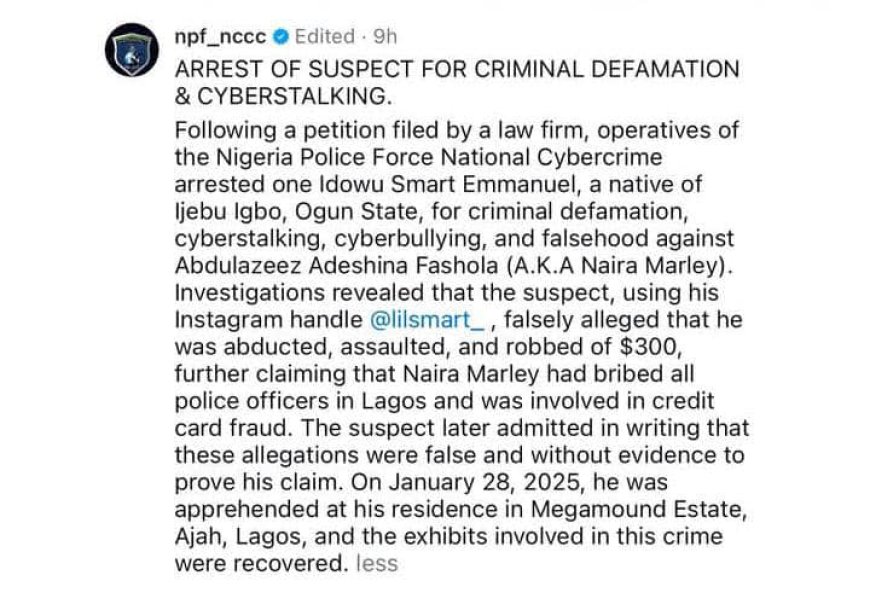 Police Arrest Singer Lilsmart for Alleged Defamation and Cyber Crimes Against Naira Marley