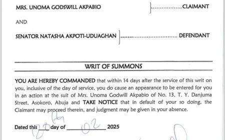 Mrs. Unoma Godswill Akpabio Sues Senator Natasha Akpoti-Uduaghan for N250 Billion in Damages