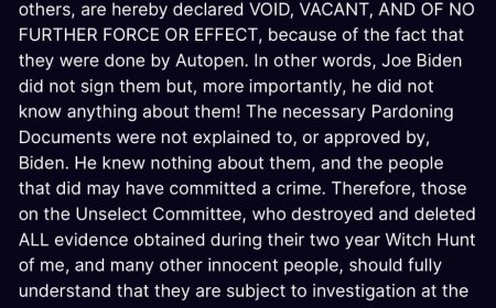 Donald Trump Declares Select Committee Pardons “Void