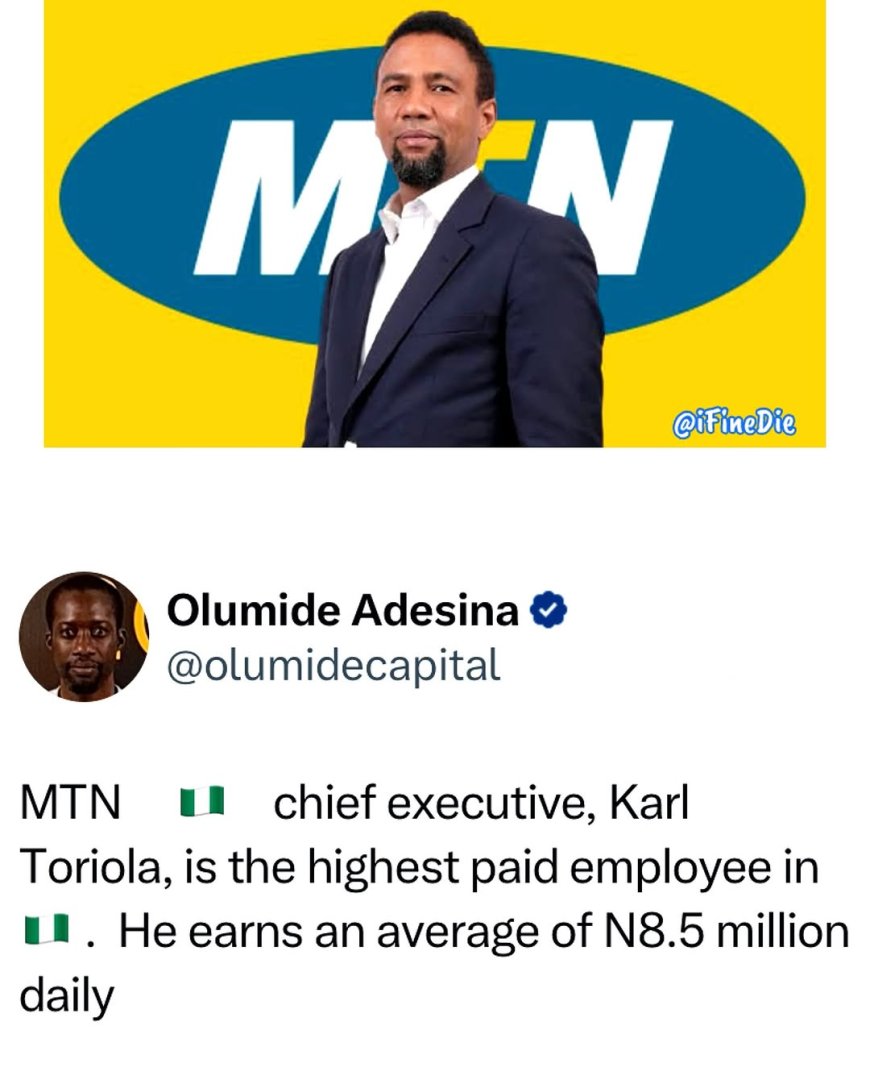 MTN Nigeria CEO, Karl Toriola, Reportedly Earns ₦8.5 Million Daily — Highest Paid Employee in Nigeria