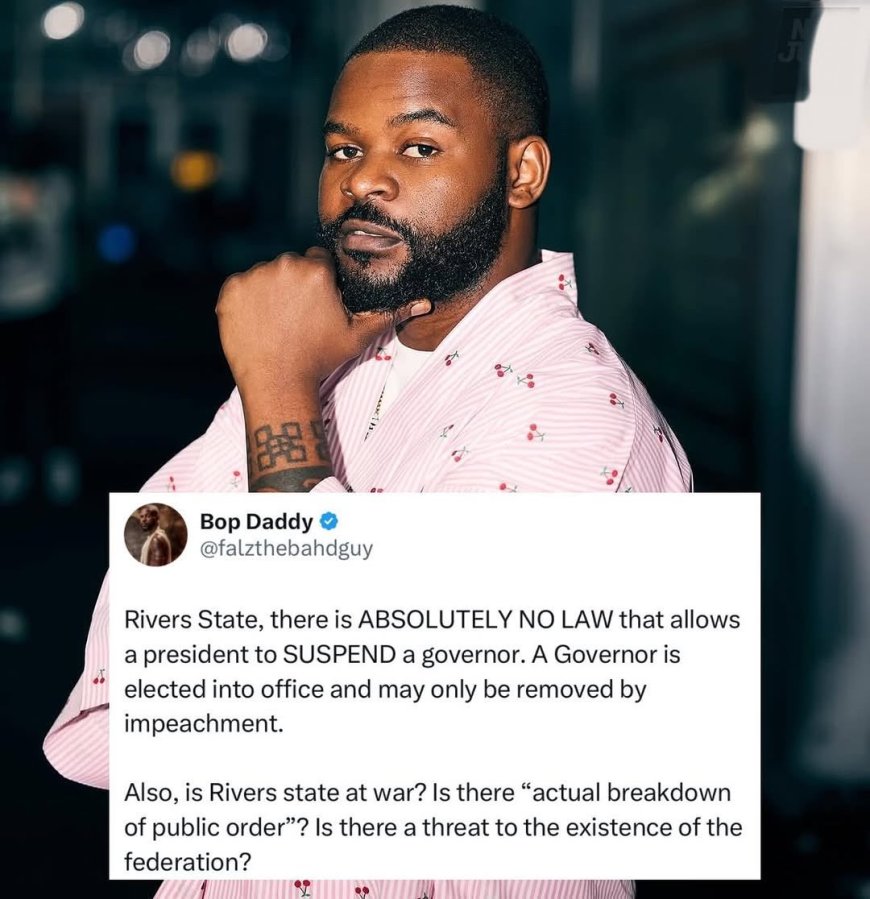 Falz, Sowore, and Others Condemn Tinubu’s State of Emergency in Rivers, Call It Unconstitutional