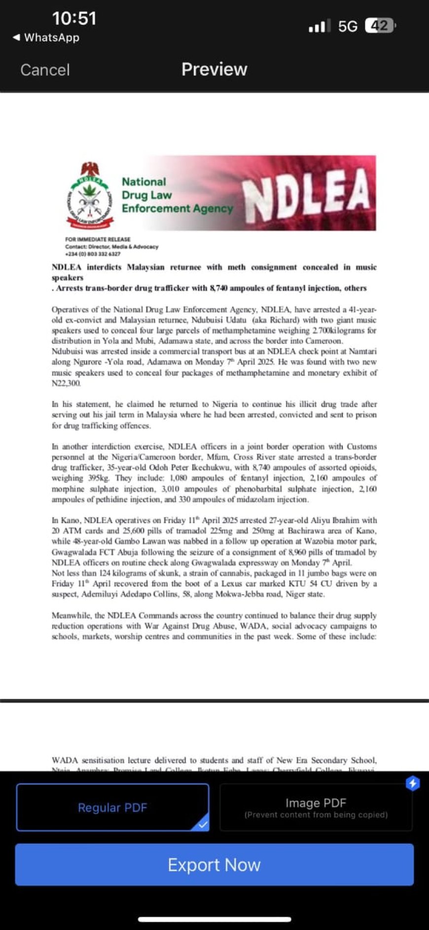 NDLEA Arrests Ex-Convict with Methamphetamine Hidden in Speakers