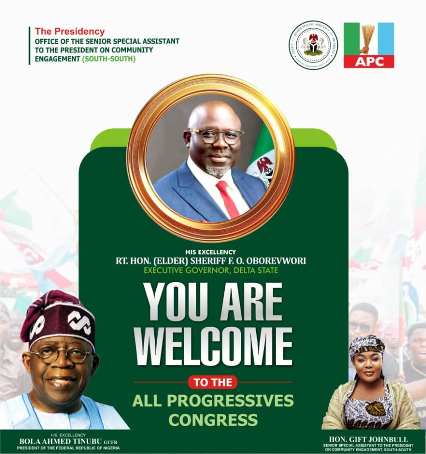 Delta Governor Sheriff Oborevwori and Ex-Governor Okowa Defect to APC, Shaking State's Political Scene