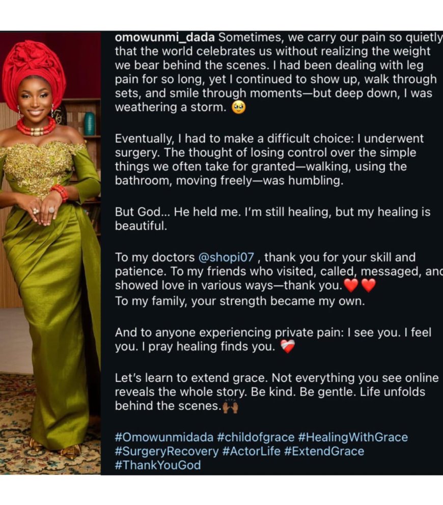 Actress Omowunmi Dada Shares Emotional Experience with a Health Challenge