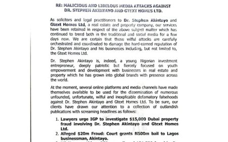 Abimbola Joseph Demands N100M, Public Apology Over Defamation Claims by Dr. Stephen Akintayo