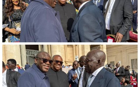 Tinubu, Peter Obi, and Kayode Fayemi Cross Paths at Pope Leo XIV’s Installation Mass in Rome