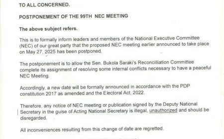 PDP Postpones NEC Meeting