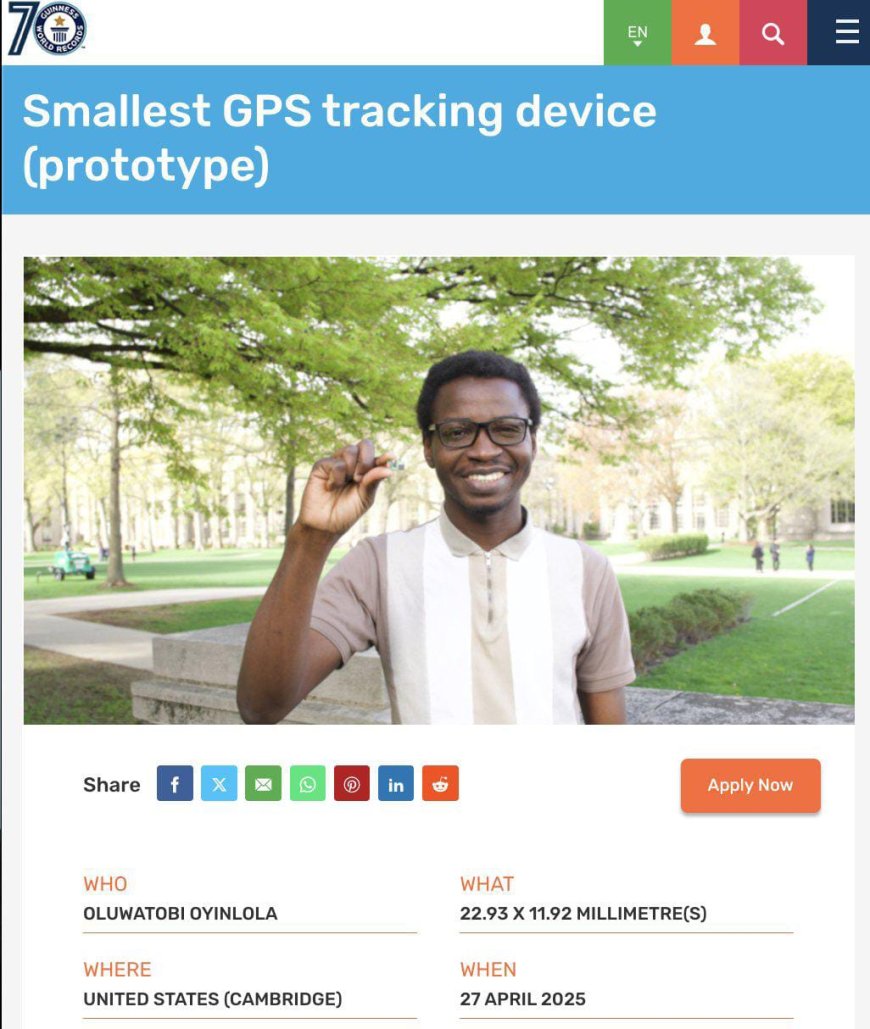 President Tinubu Hails Oluwatobi Oyinlola for Creating World’s Smallest GPS Tracker