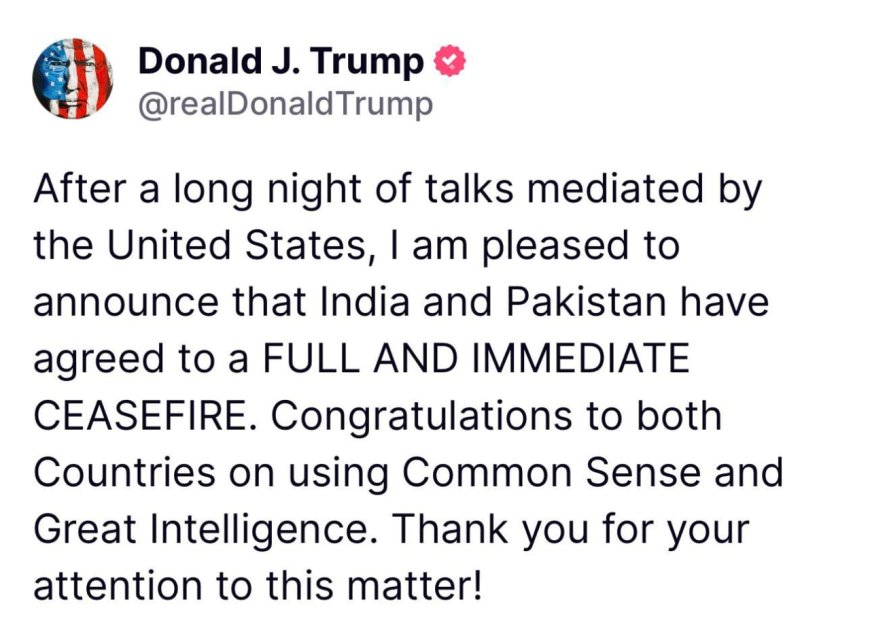 Trump Announces Ceasefire Between India and Pakistan After Military Strikes