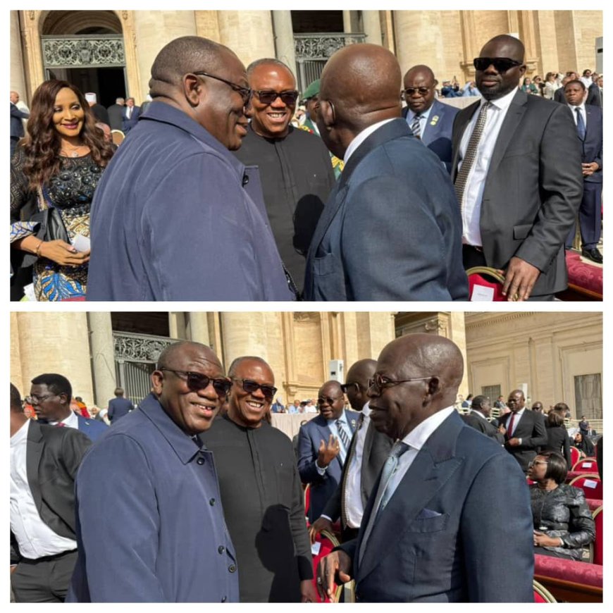 Tinubu, Peter Obi, and Kayode Fayemi Cross Paths at Pope Leo XIV’s Installation Mass in Rome