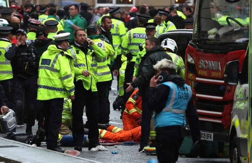 Car runs into Liverpool Fans Celebrating Title
