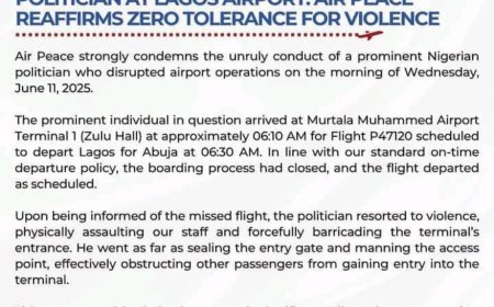 Air Peace Fires Back at Oshiomhole, Denies Extortion Claims and Demands CCTV Evidence Be Released