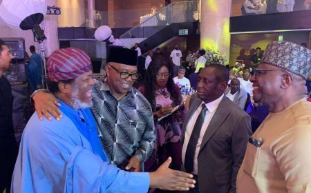 Bayo Onanuga Meets Peter Obi at Uncle Sam Amuka-Pemu’s 90th Birthday Celebration in Lagos