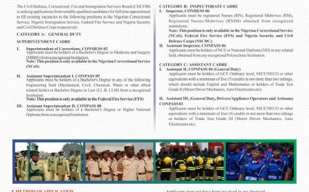 CDCFIB Opens Nationwide Recruitment for Immigration, Fire, Civil Defence, and Correctional Services