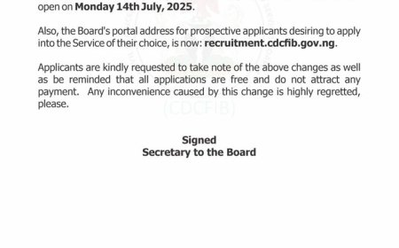 CDCFIB Shifts Recruitment Portal Opening to July 14, 2025
