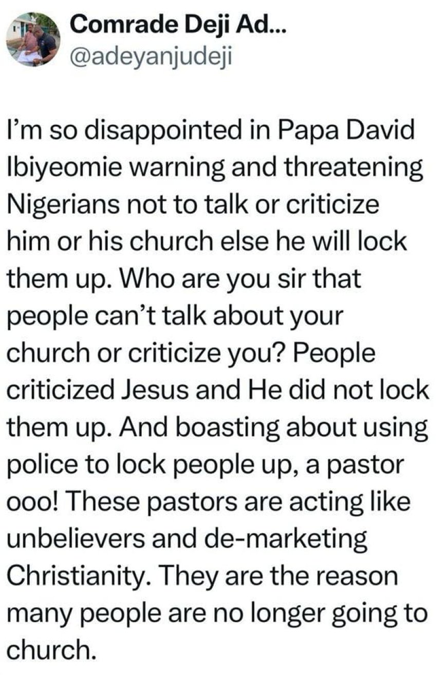 Activist Deji Adeyanju Fires Back at Pastor Ibiyeomie