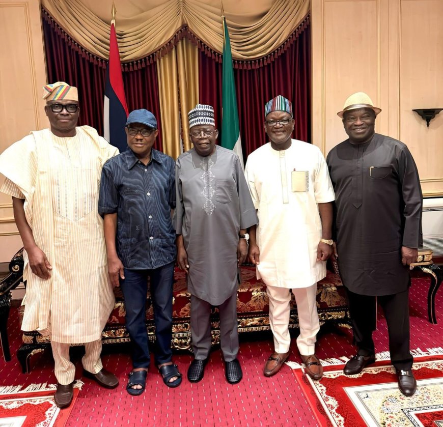 Wike, Fayose, Ortom, Ikpeazu Hold Closed-Door Meeting with President Tinubu in Abuja