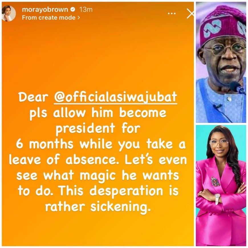 Morayo Afolabi Brown Responds After Being Criticized for Cryptic Post on President Tinubu and “Desperate Politician”