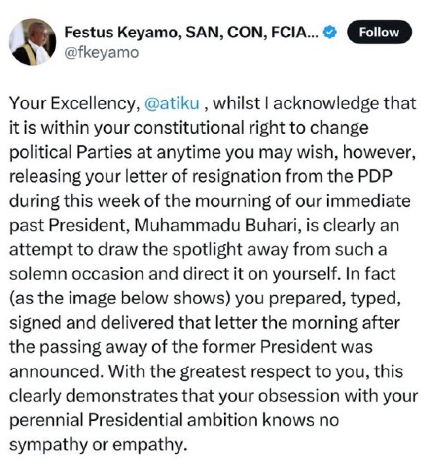 Festus Keyamo Writes Open Letter to Atiku Abubakar Amid Political Tension