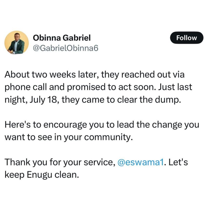 "Be the Change"  — Nigerian Man Inspires Community Clean Up with One Simple Action