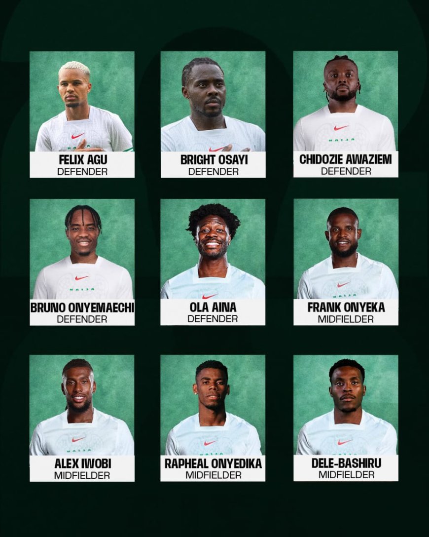 Super Eagles Name 23 Man Squad for 2026 World Cup Qualifiers vs Rwanda, South Africa