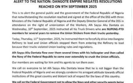 NUPENG Resumes Nationwide Strike Over Dispute With Dangote Group