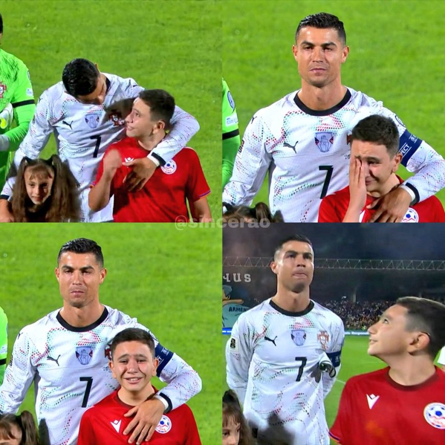 Emotional Young Mascot Brought to Tears While Walking Out with Ronaldo