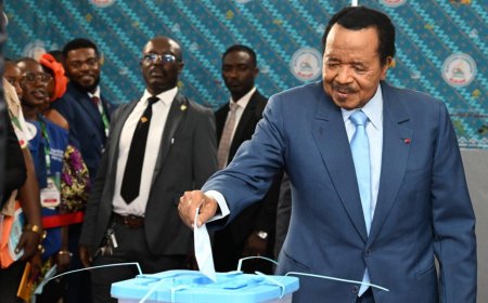 Cameroon’s 92 Year Old President Paul Biya Votes as He Seeks 8th Term