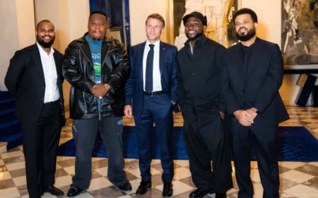 Davido Visits French President Emmanuel Macron Alongside His Team in Paris