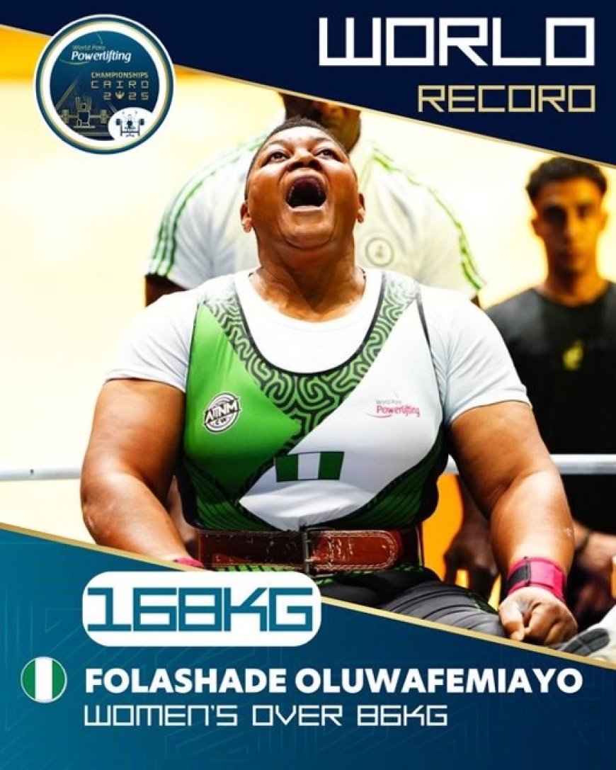 Nigeria’s Folashade Oluwafemiayo Smashes World Record with 168kg Lift to Win Gold
