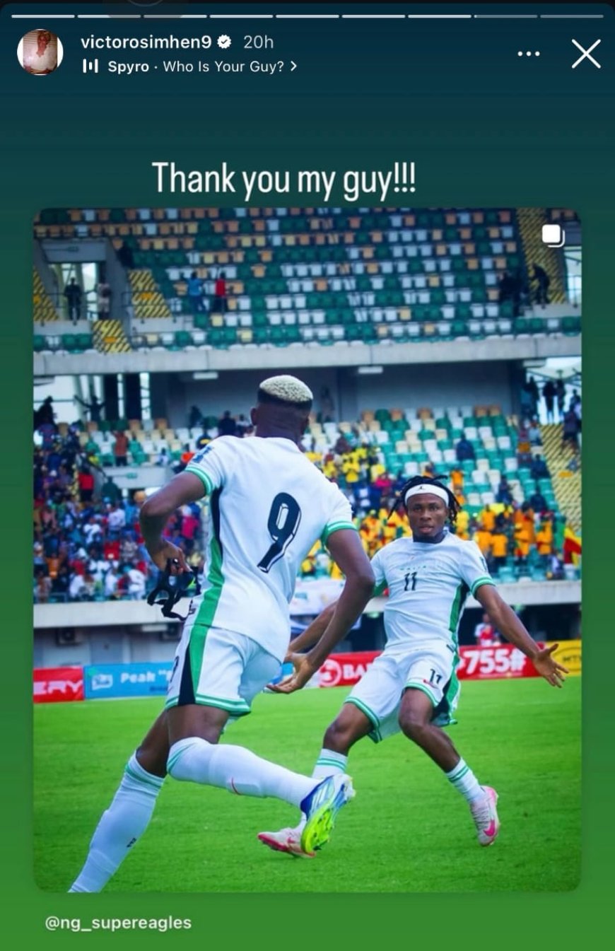 Victor Osimhen Hails Super Eagles Teammates After Securing World Cup Playoff Spot