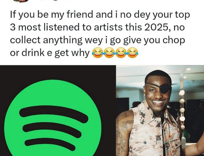 Blown Boy Ruger has stirred conversations online after reacting to his Spotify Wrapped.