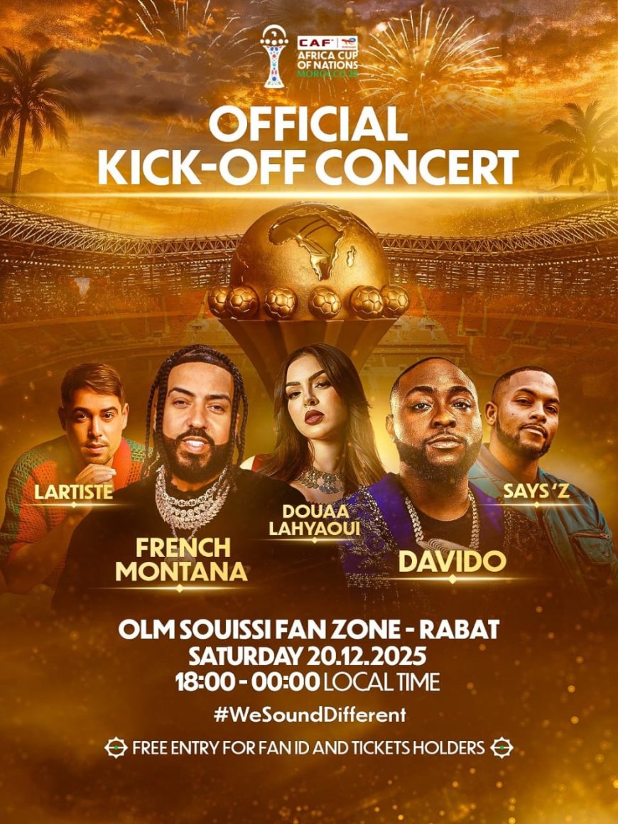 Nigerian superstar Davido is confirmed to perform at the 2025 AFCON Official Kick-Off Concert.