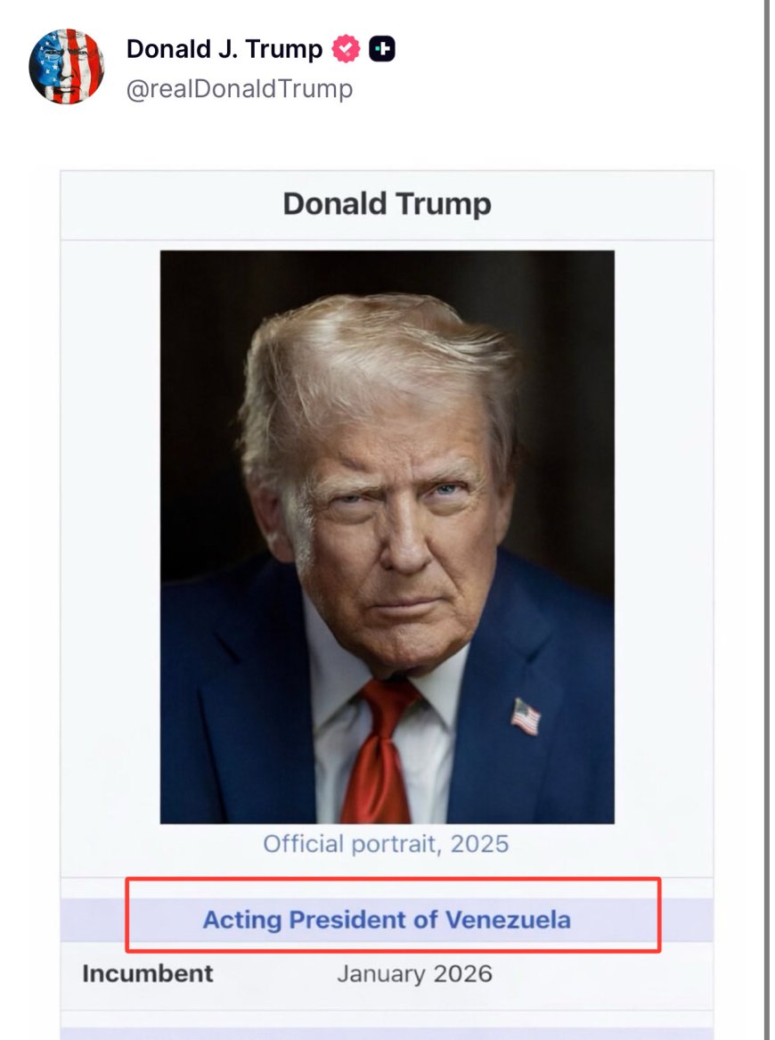 BREAKING: Trump Posts Image Claiming He Is “Acting President of Venezuela