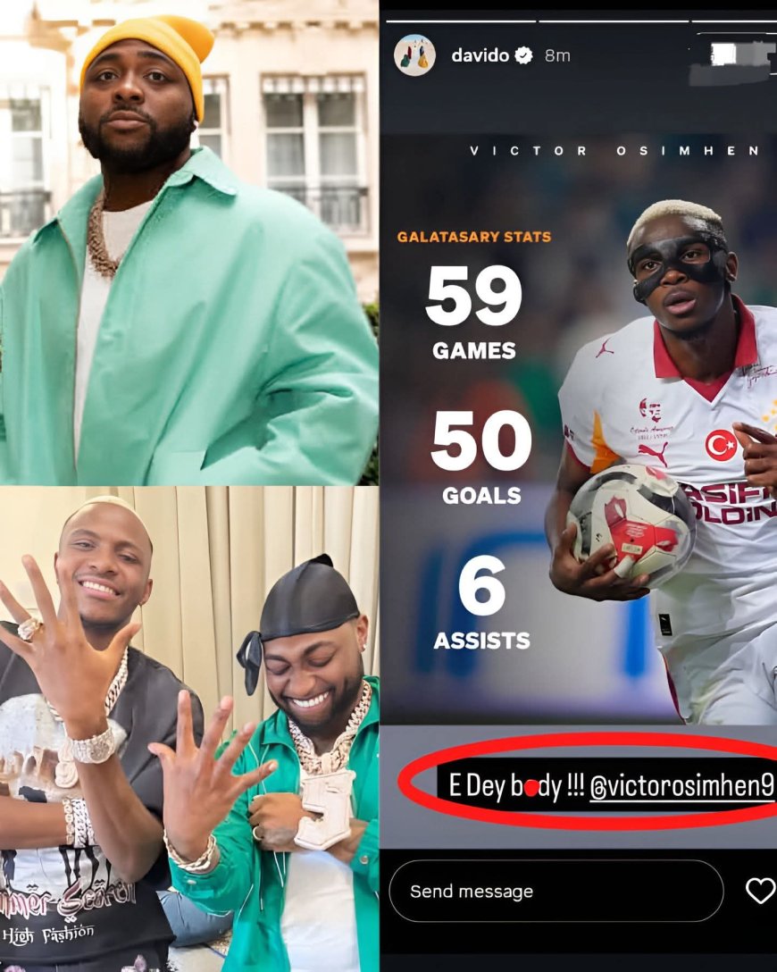Davido shows love to Victor Osimhen as the Super Eågles star h!ts another måssive cåreer milest0ne.